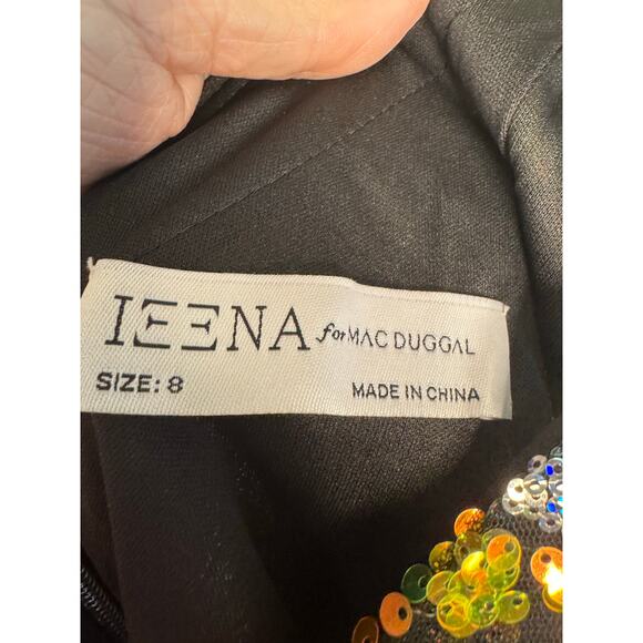 Mac Duggal NWT Sequined Floral Detail Mini Dress in Black Multi Size 8 - Picture 6 of 8